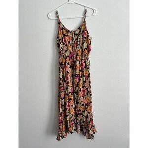 Rewind Maxi Dress Girls Large Multicolor Floral V Neck Spaghetti Strap Modern